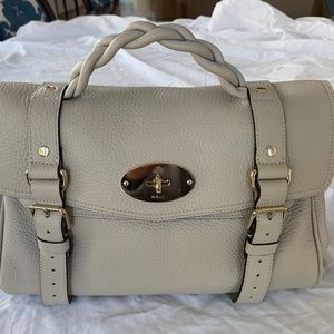 New Mulberry Alexa Leather Satchel in Chalk